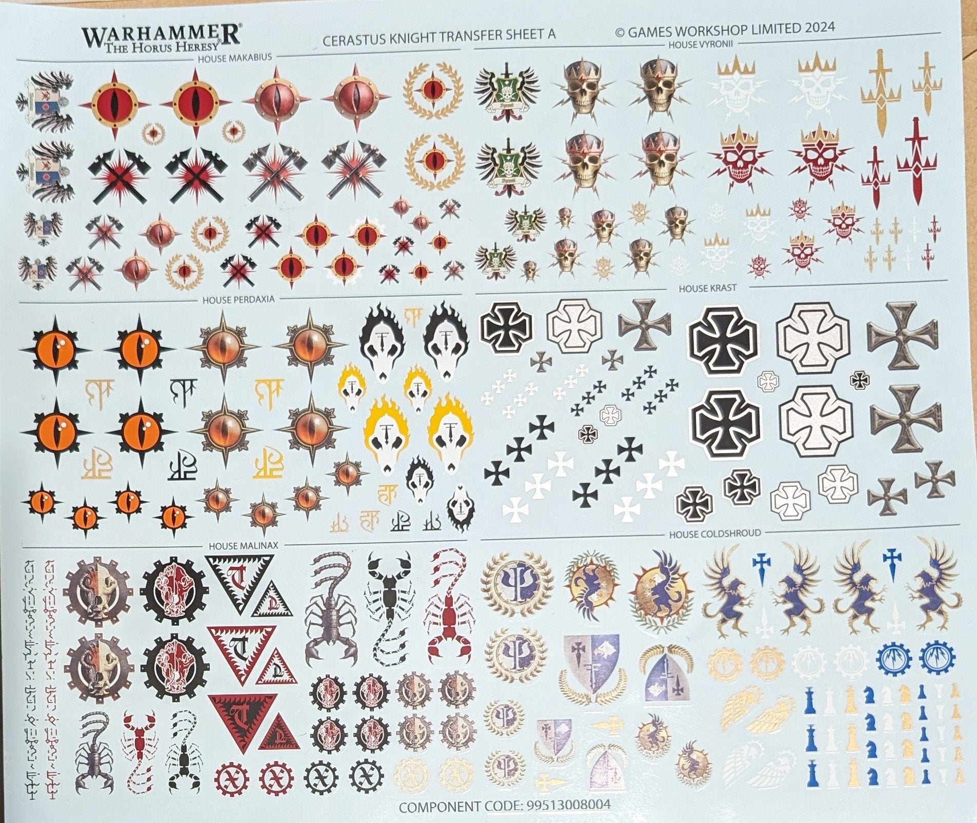 Cerastus Knight Transfer Sheet A