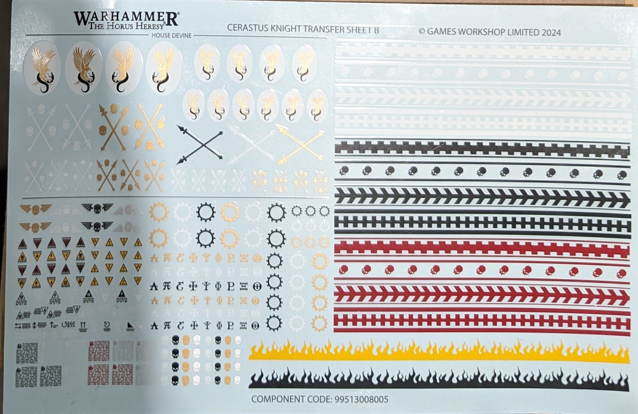 Cerastus Knight Transfer Sheet B