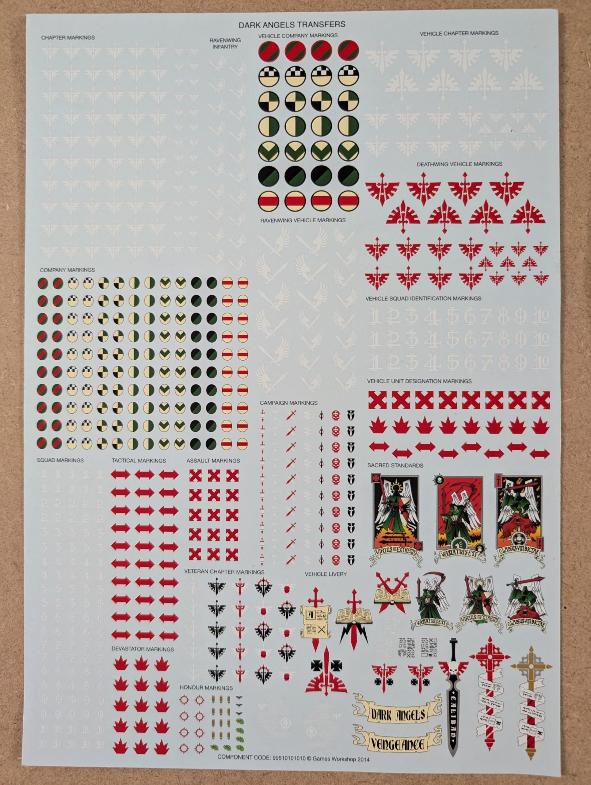 Dark Angels: Large Transfer Sheet