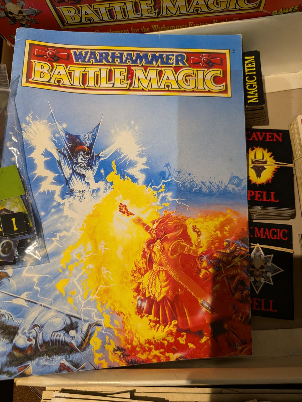 4th Edition, Warhammer Battle Magic Set, Almost complete, Missing 6 cards and some templates, see description