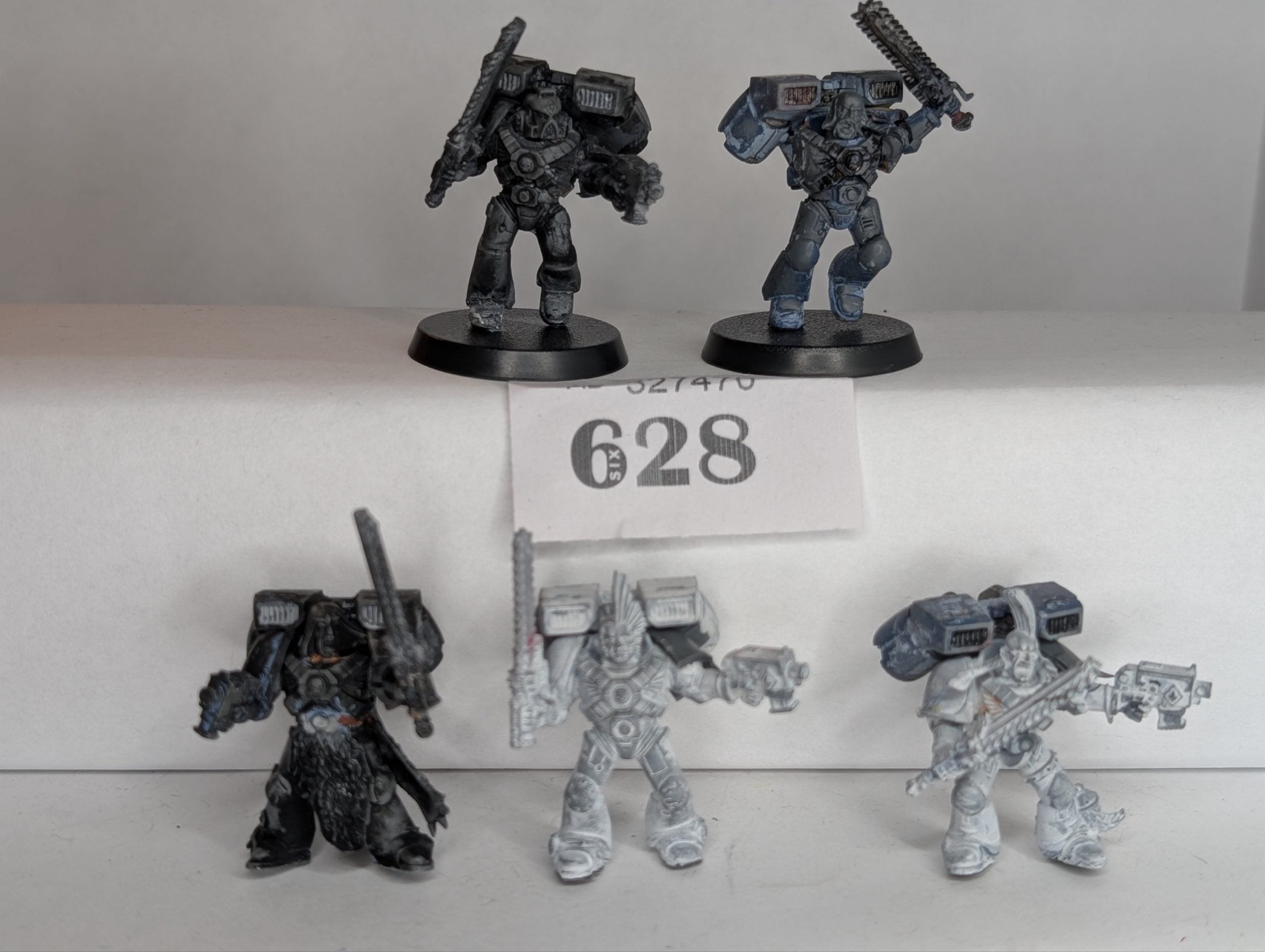 Space Wolf Jump Pack Marines, missing 1 right arm and 3 bases.