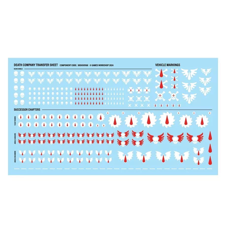 Death Company Transfer Sheet containing 293x transfers