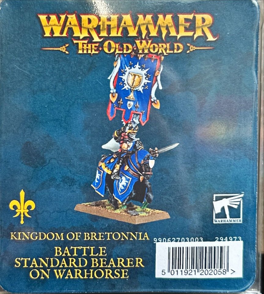Warhammer Bretonnian Battle Standard Bearer on Warhorse New, in Box Old World Bretonnia
