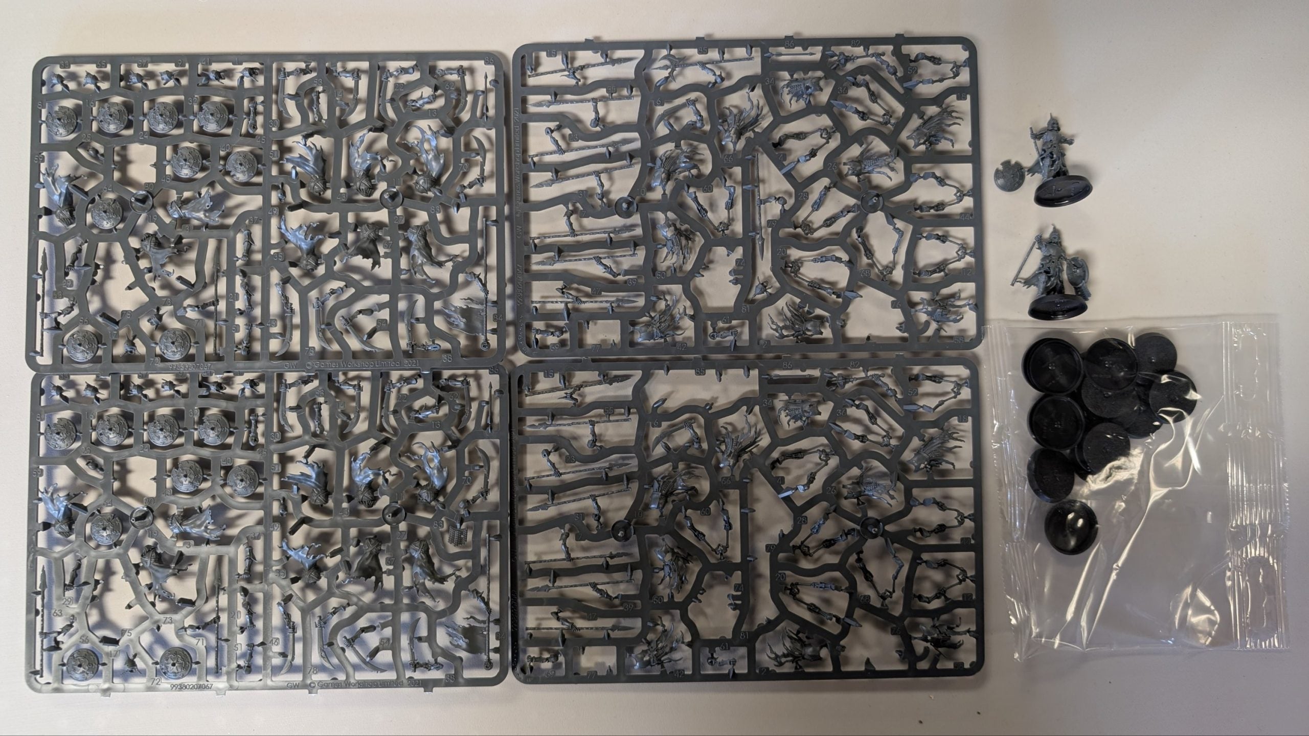 20 Deathrattle Skeletons (On Sprue) (Two Built)
