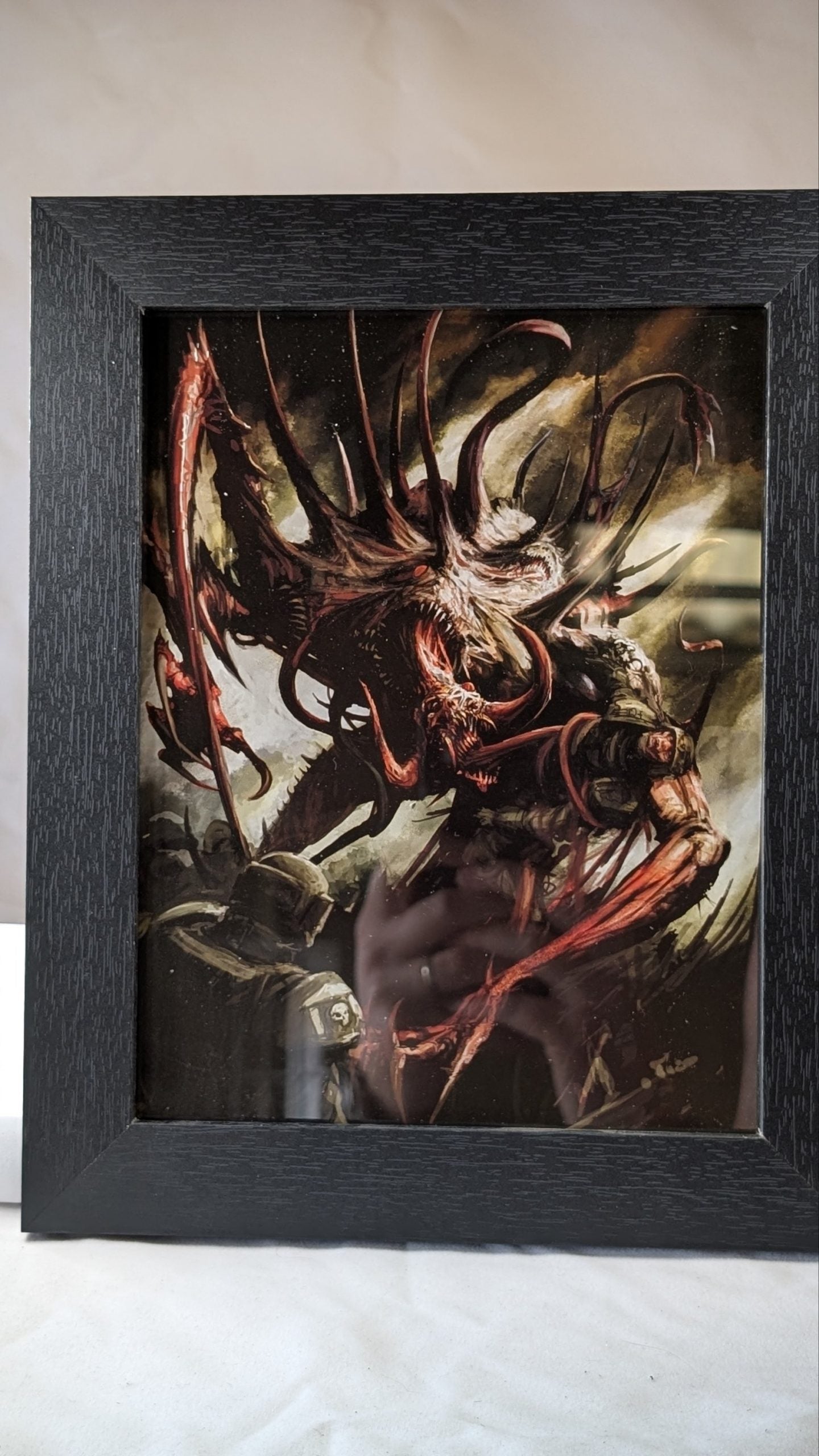 Chaos Spawn attacking Astra Militarum Guardsmen Art Print 9 inch x 7 inch