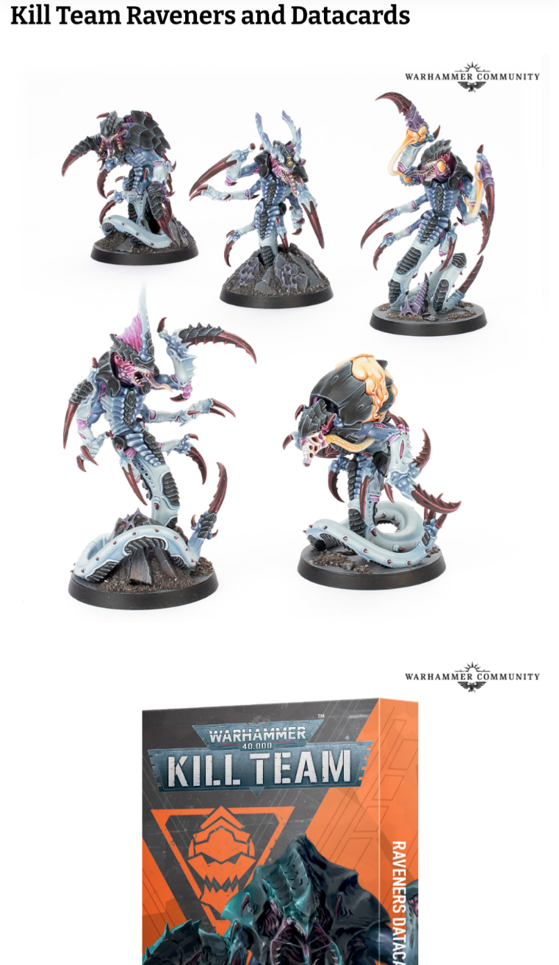 Pre-order request Kill Team Raveners - Data Cards- Select Local Pick Up