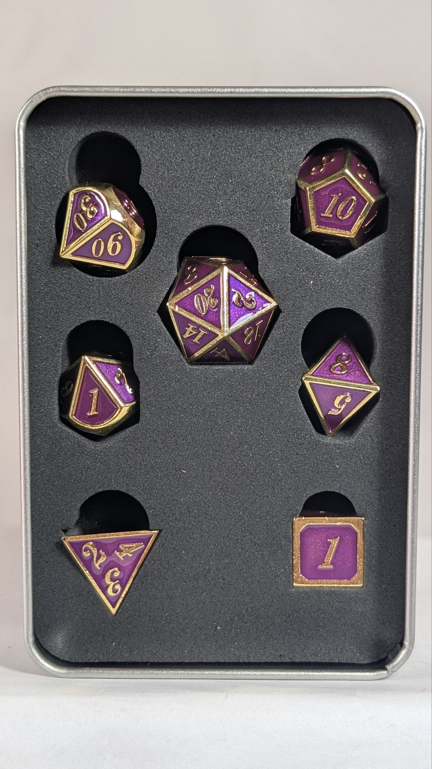 Purple Metal Dice Set