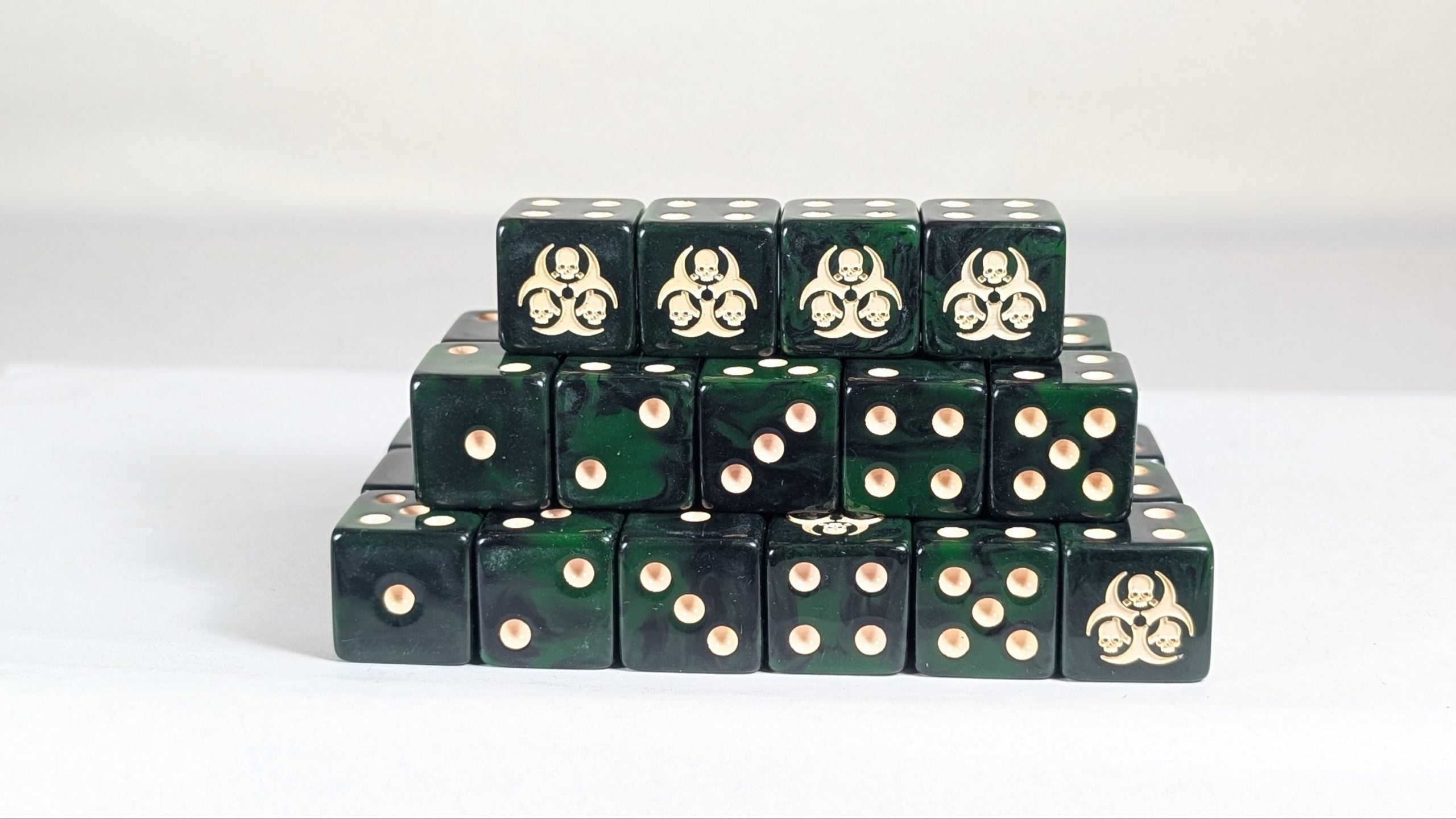Disease Dice Set of 15, Square Edge, 16mm D6 Dice for Diseased and Rotting players