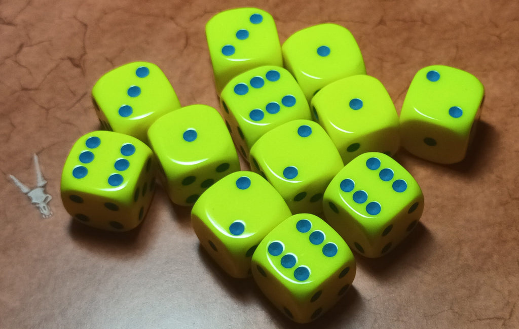 12 x 16mm D6 Black Pink Opaque with Silver UK Made Dice