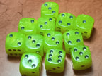 12 x 16mm D6 Clear Shimmer with Black UK Made Dice