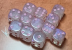 12 x 16mm D6 Bright Green Opaque with Red UK Made Dice