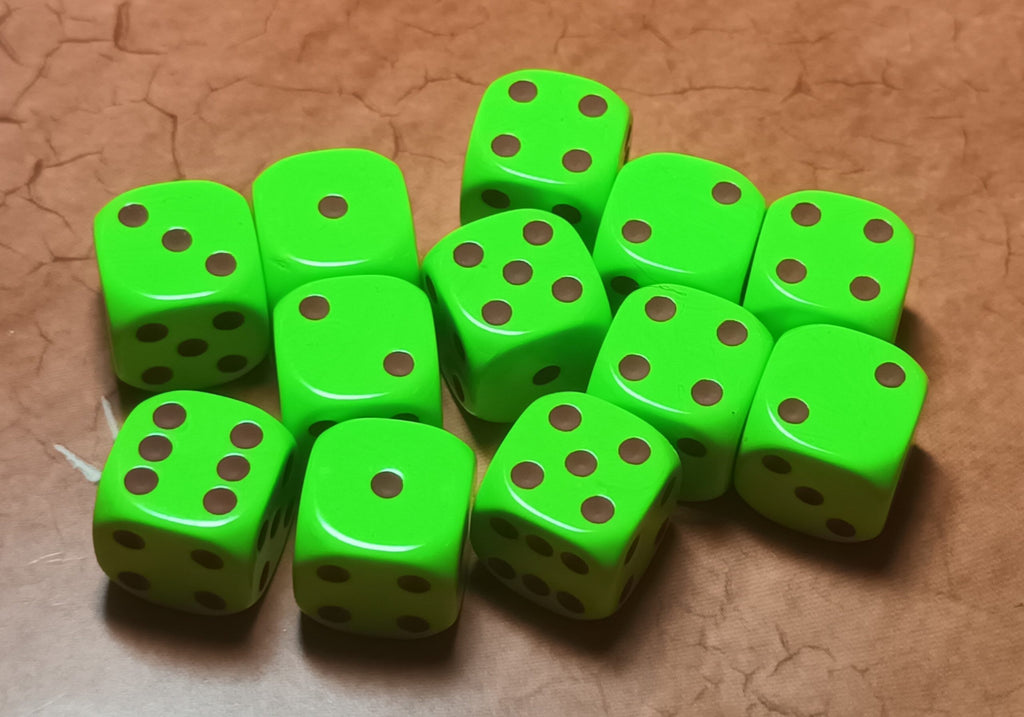12 x 16mm D6 Powder Blue Opaque with Silver UK Made Dice