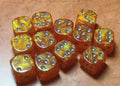 12 x 16mm D6 Orange Shimmer with Silver UK Made Dice
