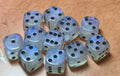 12 x 16mm D6 Clear Shimmer with Black UK Made Dice