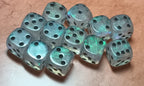 12 x 16mm D6 Bright Green Opaque with Red UK Made Dice