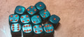 12 x 16mm D6 Green Pearl with Red UK Made Dice