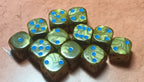 12 x 16mm D6 Bright Green Opaque with Red UK Made Dice