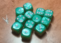 12 x 12mm D6 Light Green Pearl with Powder Pink UK Made Dice