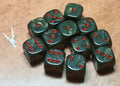 12 x 12mm D6 Black Gold Pearl with Red UK Made Dice
