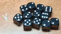 12 x 12mm D6 Black Opaque with Powder Pink UK Made Dice