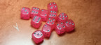 12 x 16mm D6 Pink Shimmer with Silver UK Made Dice