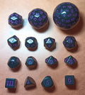 15 x Polyhedral Dice Set D100 to D3 Black with Purple Opaque Dice