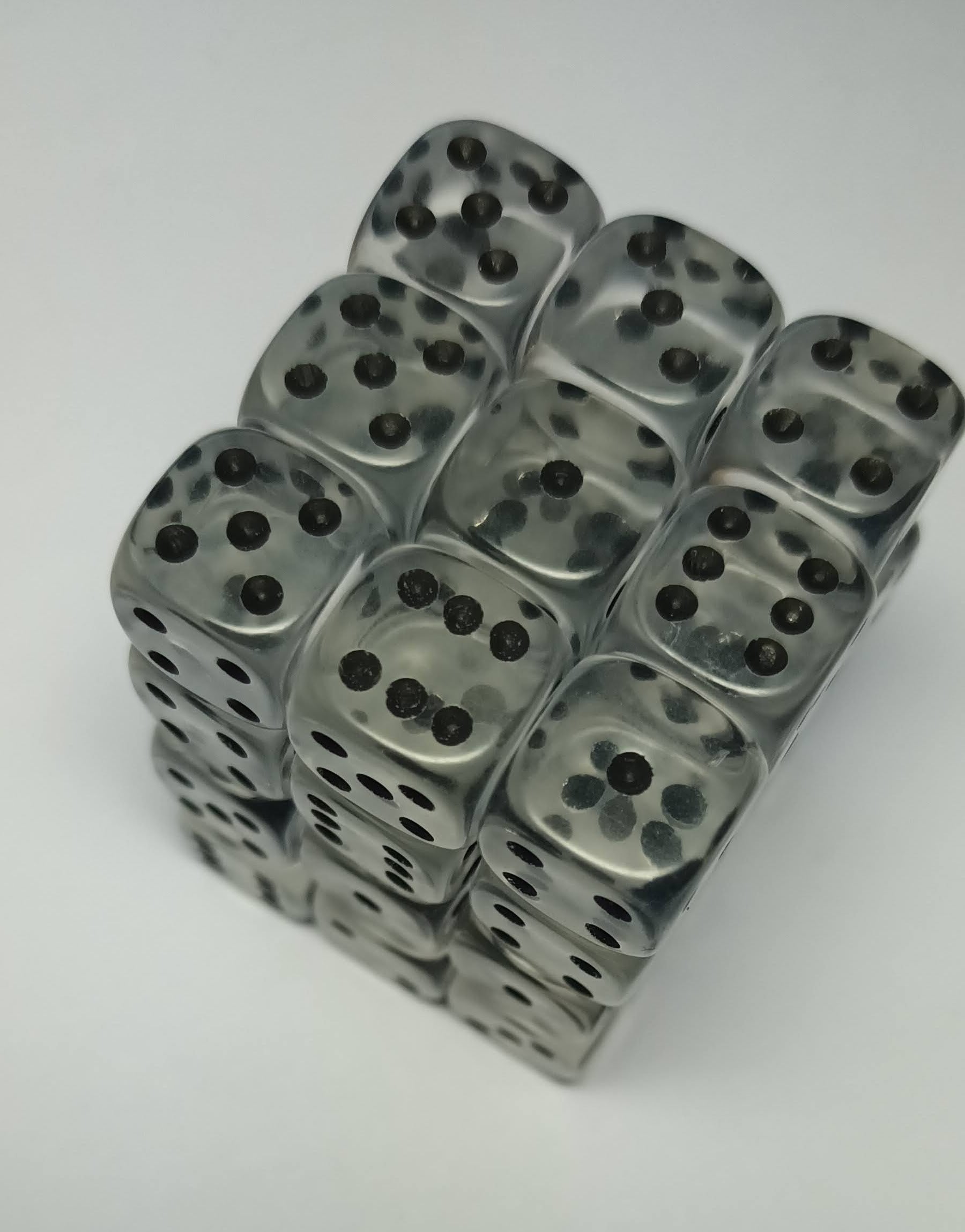 36 x 12mm D6 Gem Clear Dice