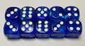 10 x 16mm D6 Blue Blue with White Dice