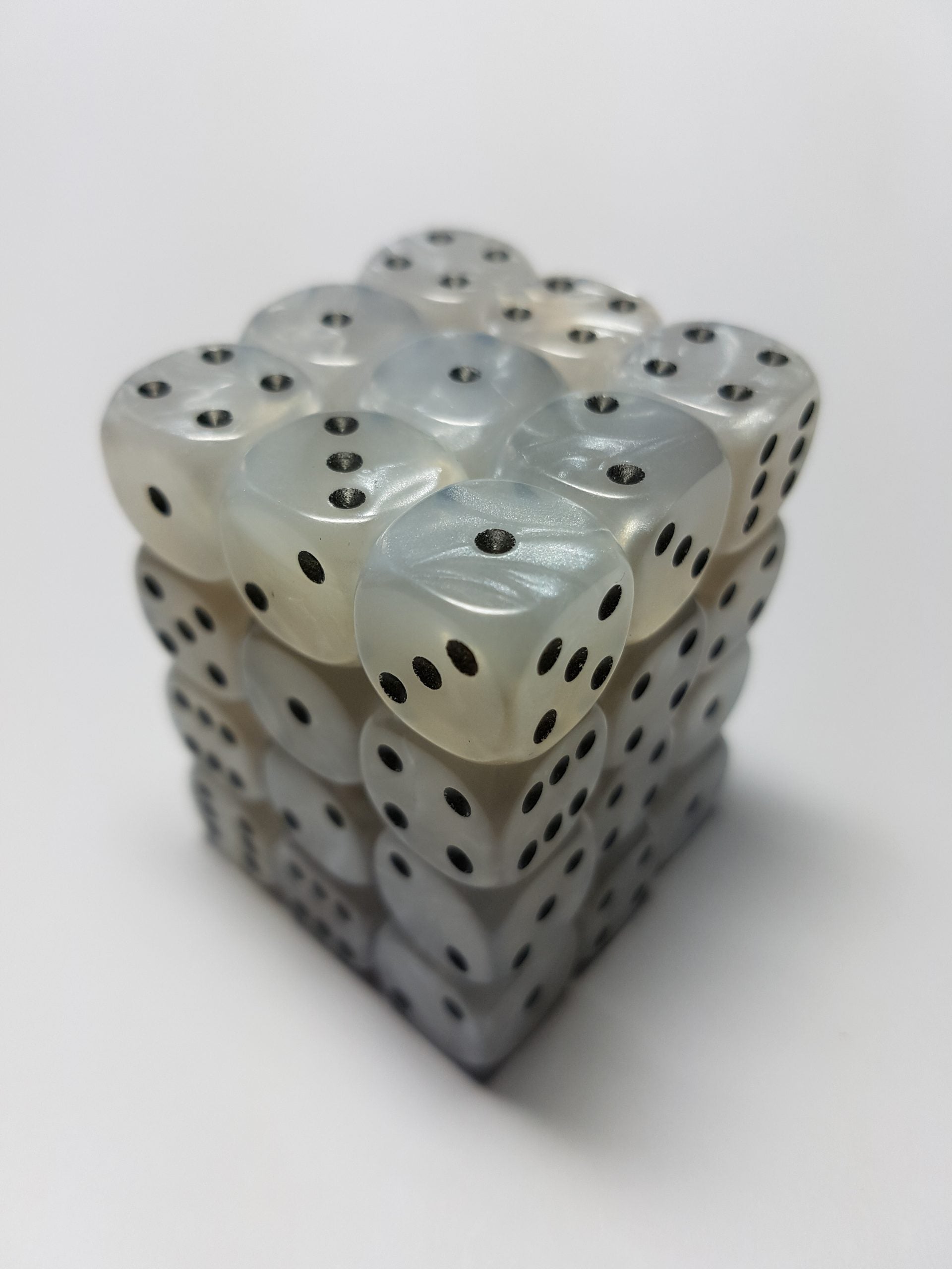 36 x 12mm D6 Pearl White Dice