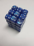 36 x 12mm D6 Pearl Blue with Silver Dice