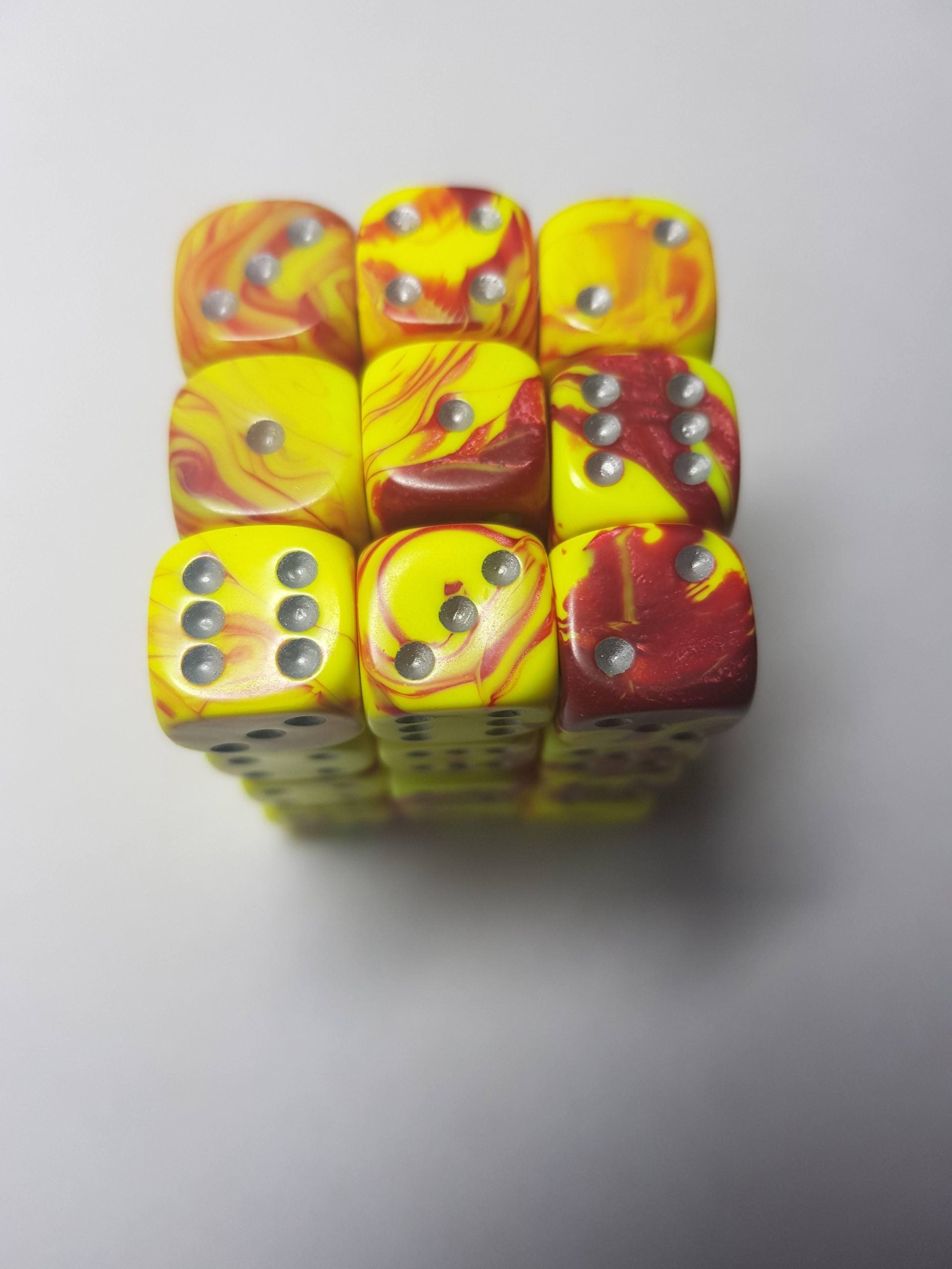 36 x 12mm D6 Toxic Yellow Red Dice
