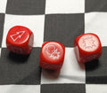 16mm Blood Bowl NAF Red Block Dice x 3 Set