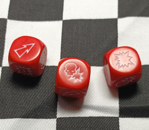 16mm Blood Bowl NAF Red Block Dice x 3 Set