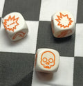 16mm Blood Bowl White with Orange Block Dice x 3 Set