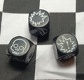 16mm Blood Bowl Black with White Block Dice x 3 Set