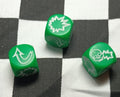 16mm Blood Bowl Green with White Block Dice x 3 Set
