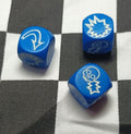 16mm Blood Bowl Blue with White Block Dice x 3 Set