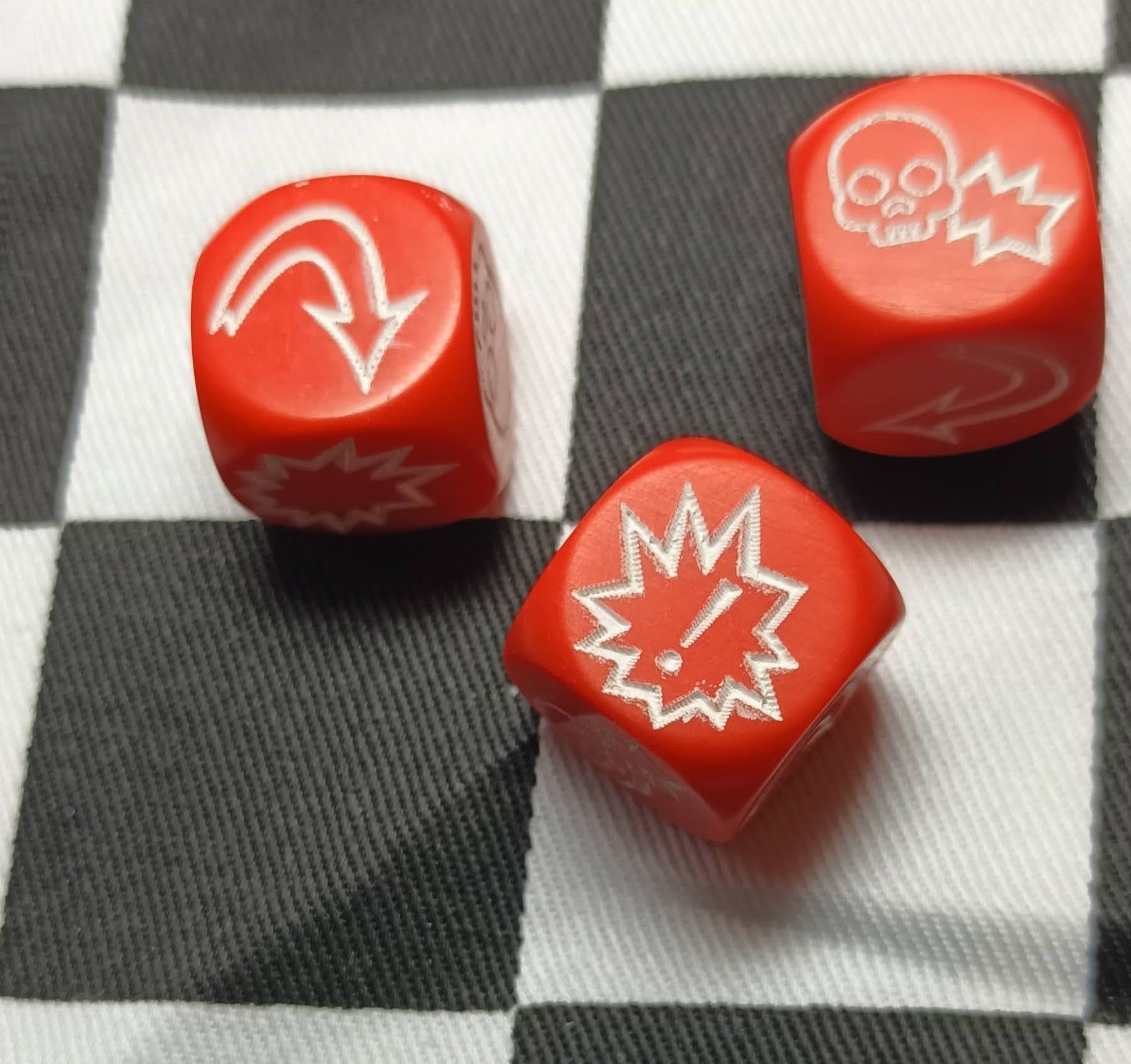 16mm Blood Bowl Red with White Block Dice x 3 Set