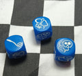 16mm Blood Bowl Blue with White Halfling Block Dice x 3 Set