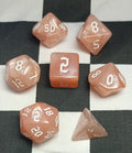 7 x Polyhedral Dice Chaos Pearl Light Pink with White