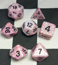 7 x Polyhedral Dice Cracked White Red with Black