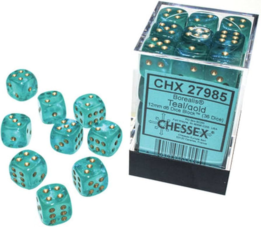 Chessex Dice Teal GITD