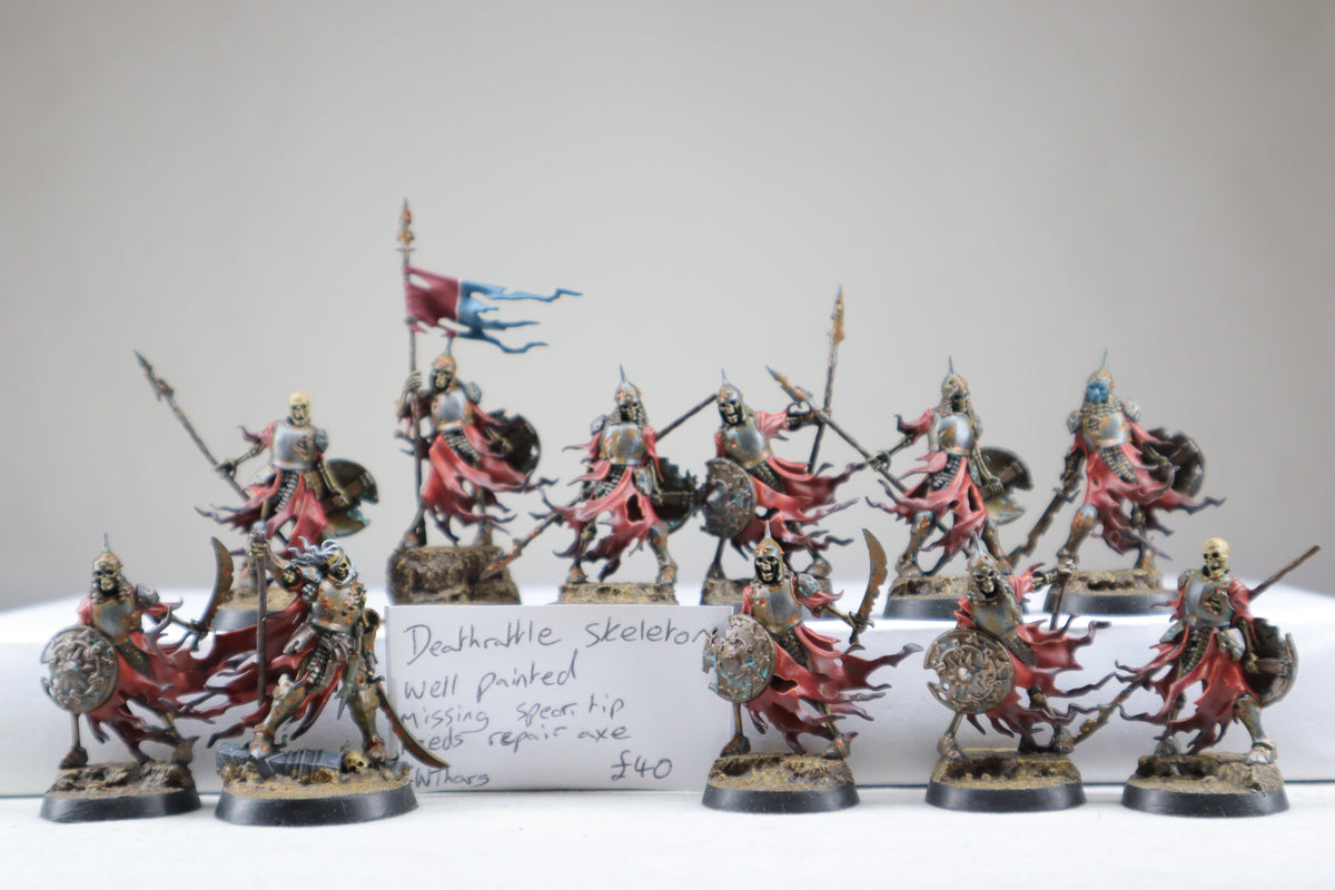 10 Deathrattle Skeletons, Missing Spear Tip, needs repair