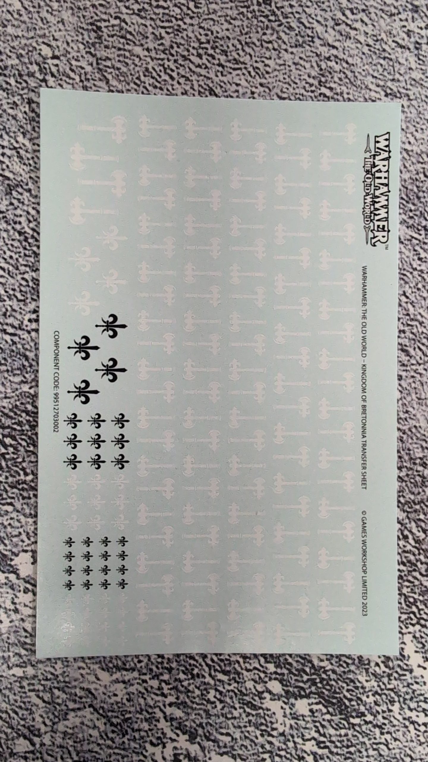 Bretonnian Transfer Sheet containing 176 transfers