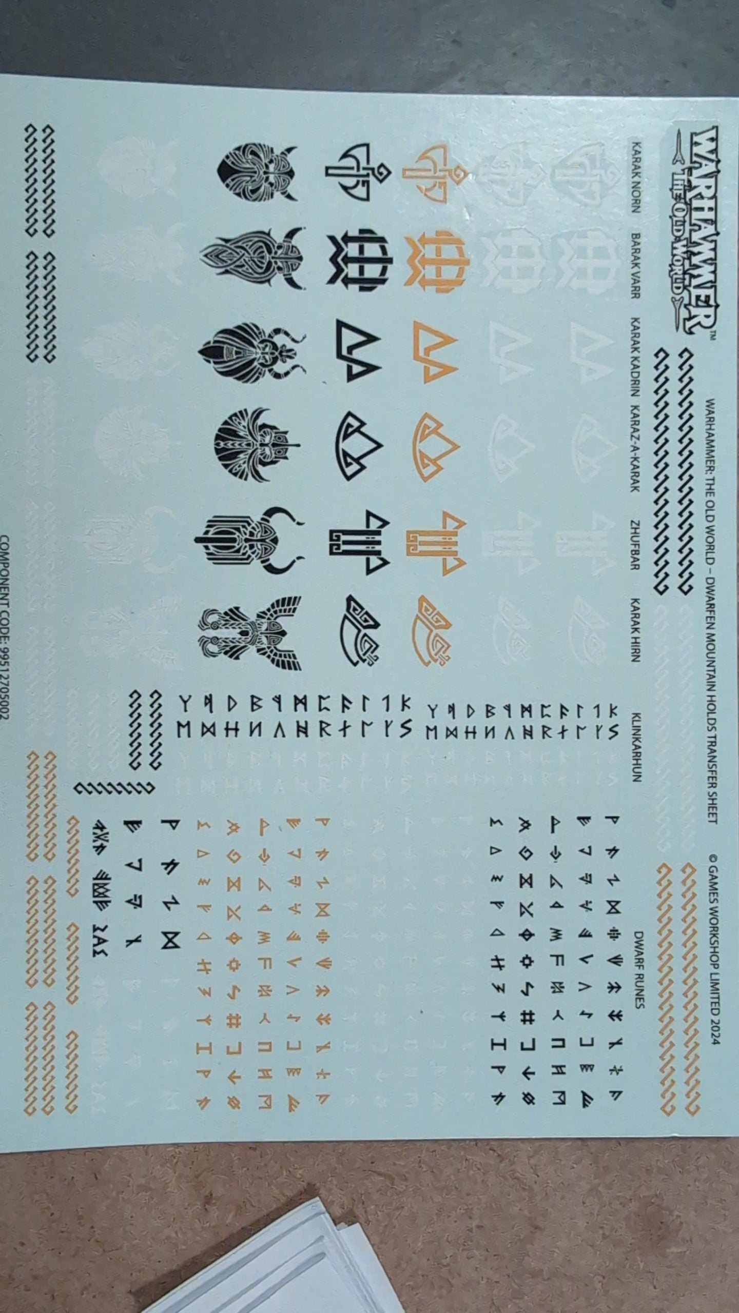 Dwarfen Mountain Holds Transfer Sheet