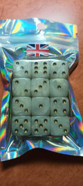 12 x 16mm D6 White Gold Shimmer with Gold UK Made Dice