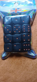12 x 16mm D6 Black with Red UK Made Dice