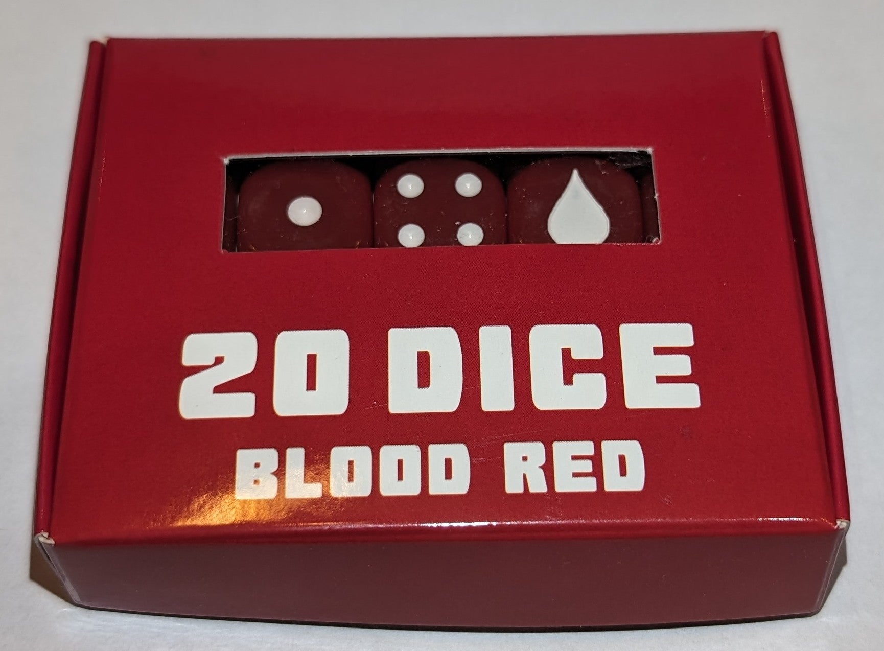 16mm Blood Red Dice with White Blood Drop for 6 (20 Dice)