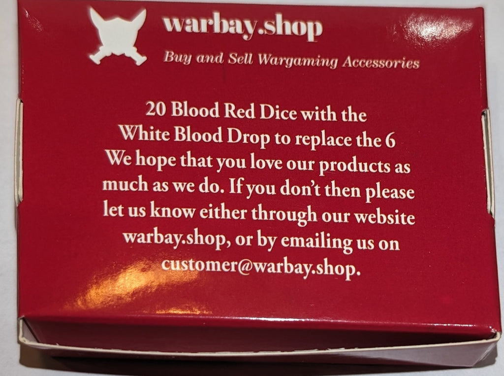 16mm Blood Red Dice with White Blood Drop for 6 (20 Dice)