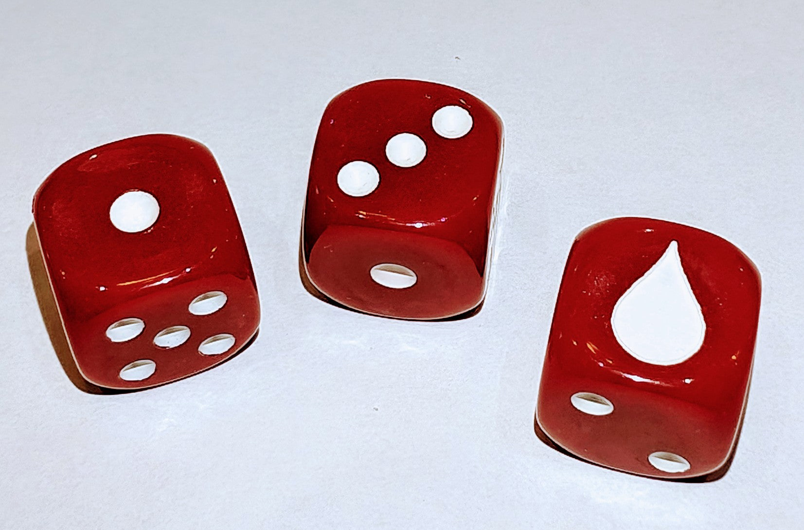 16mm Blood Red Dice with White Blood Drop for 6 (20 Dice)